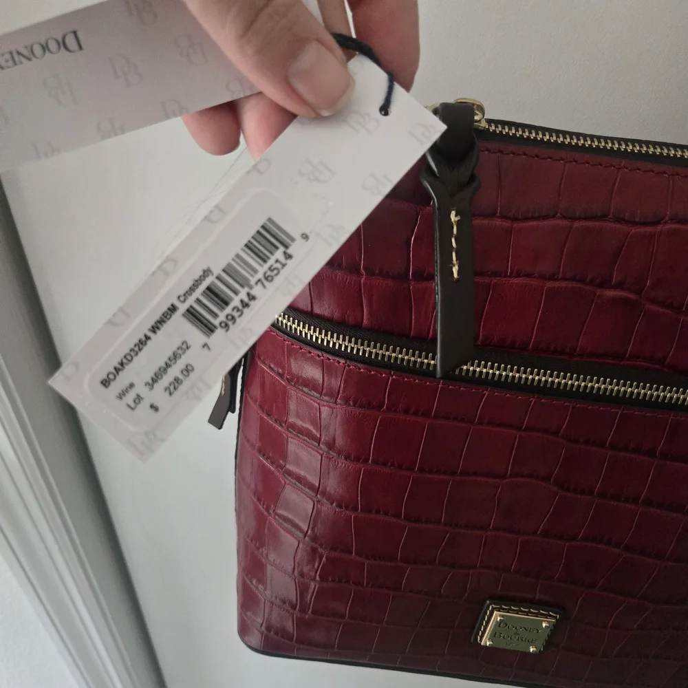 Dooney & Bourke Burgundy Croc Embossed Crossbody Bag - Picture 5 of 9